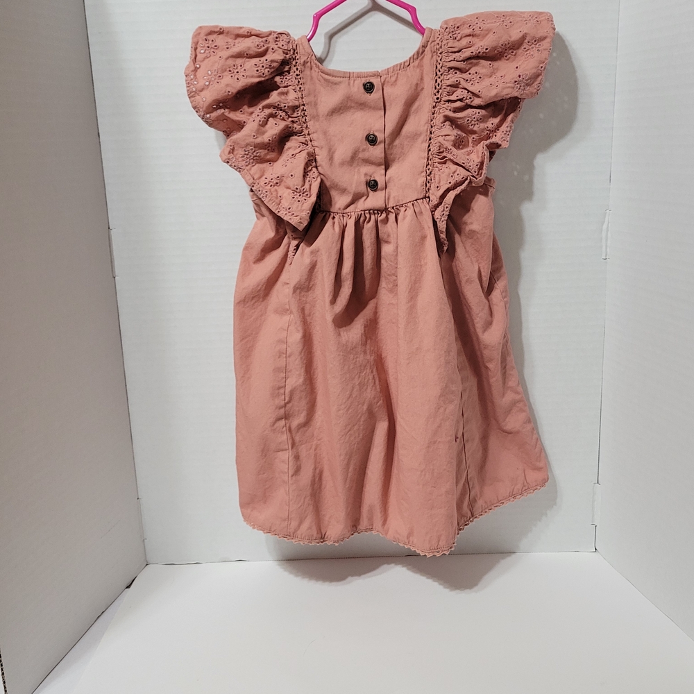 Art Class Girls 2T Pink Eyelet Flutter Sleeve Dress - Picture 2 of 6